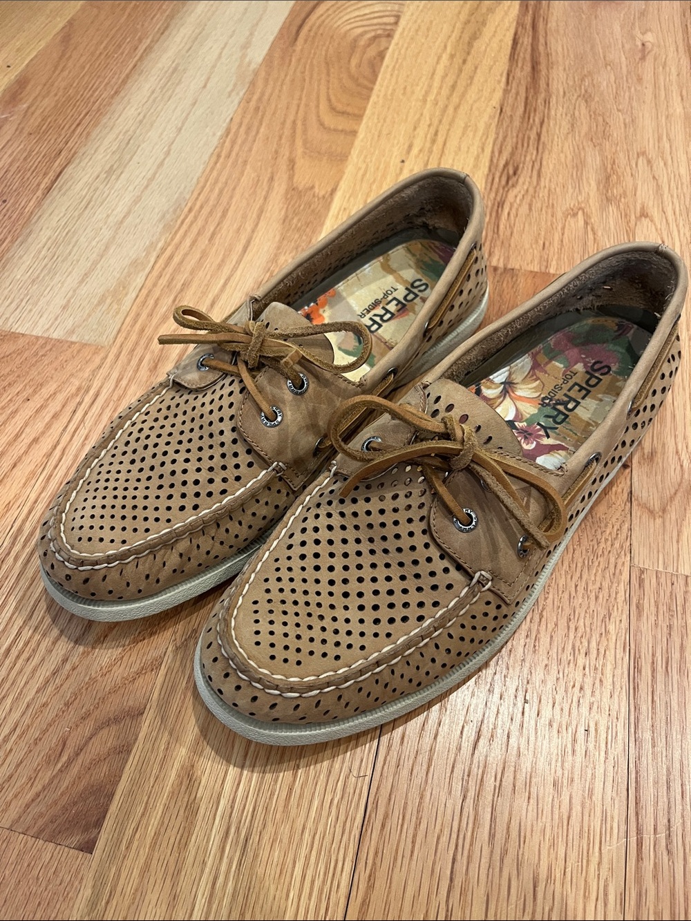 Sperry Men’s Tan Multi-Perforated Nubuck Boat Shoes